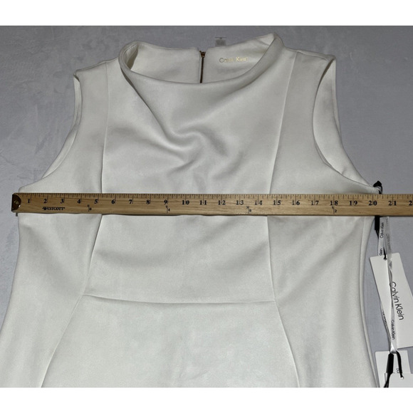 Calvin Klein Sheath Dress Size 16 White Faux Suede Sleeveless Career Office Work - Picture 8 of 12